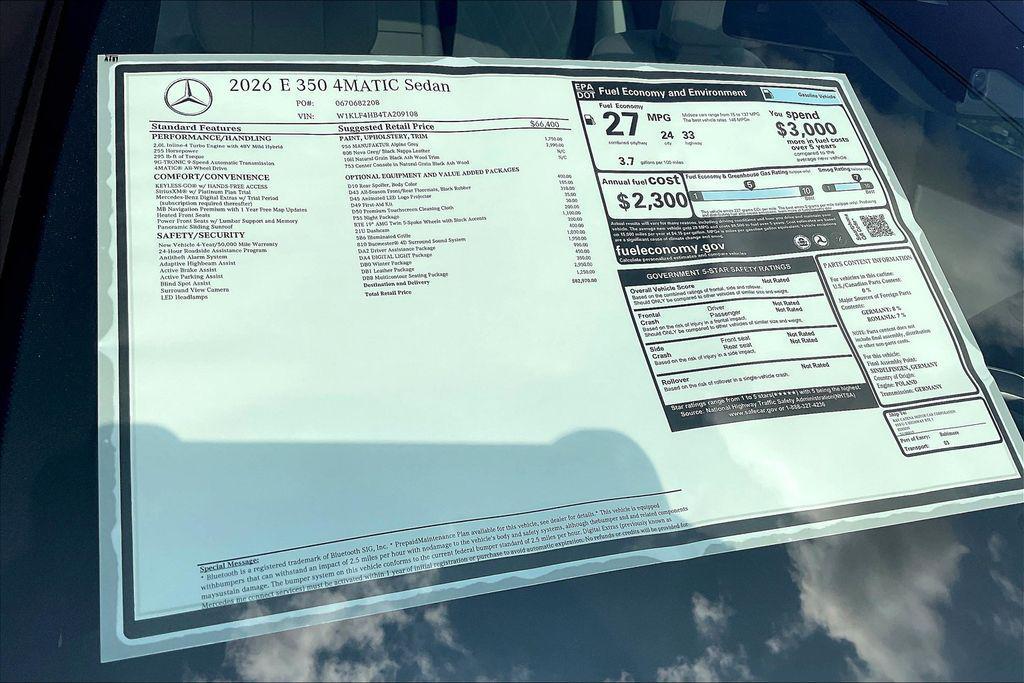 new 2026 Mercedes-Benz E-Class car, priced at $82,970