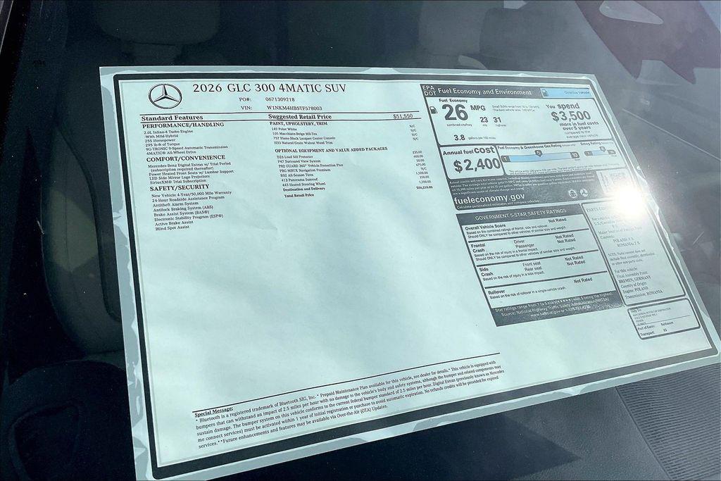 new 2026 Mercedes-Benz GLC 300 car, priced at $56,210