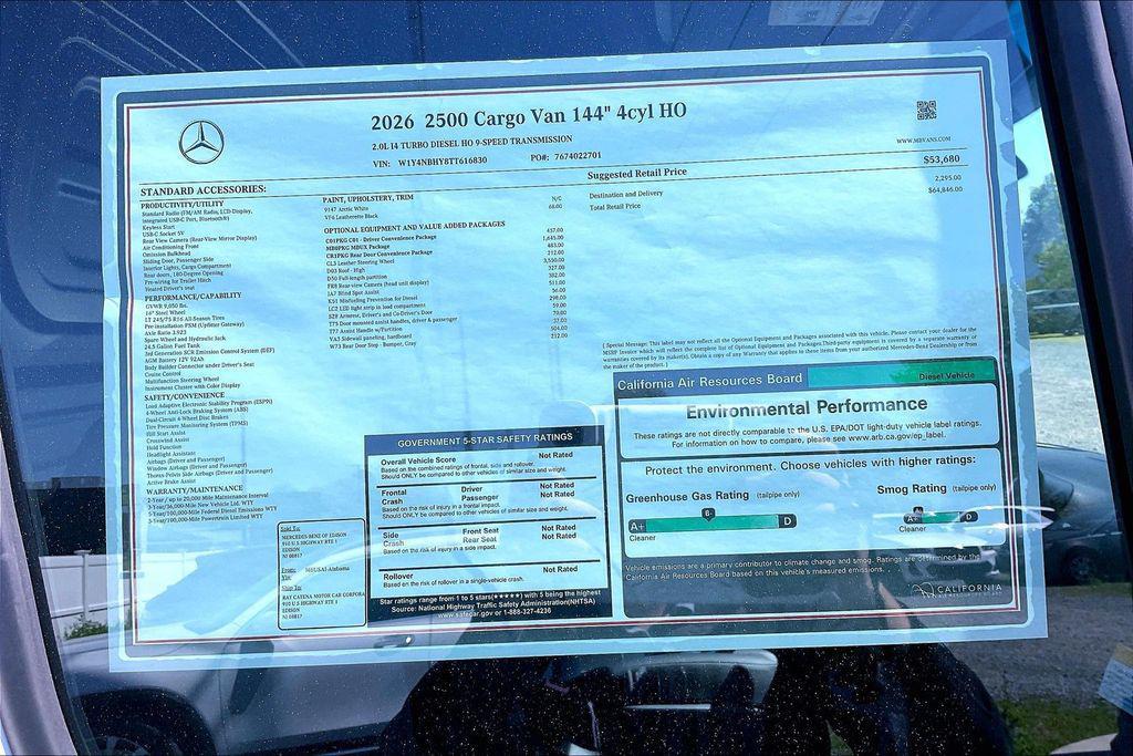 new 2026 Mercedes-Benz Sprinter 2500 car, priced at $64,846