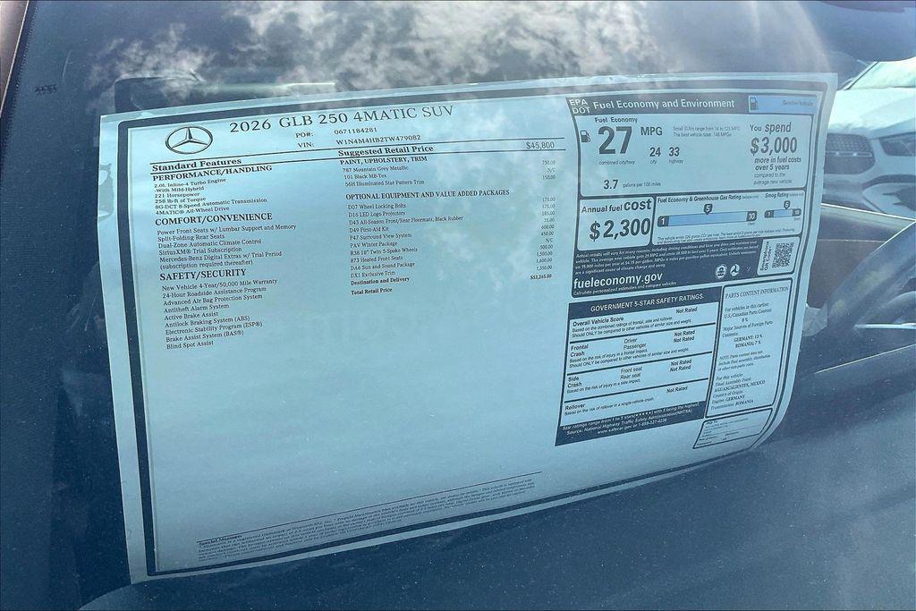 new 2026 Mercedes-Benz GLB 250 car, priced at $53,265