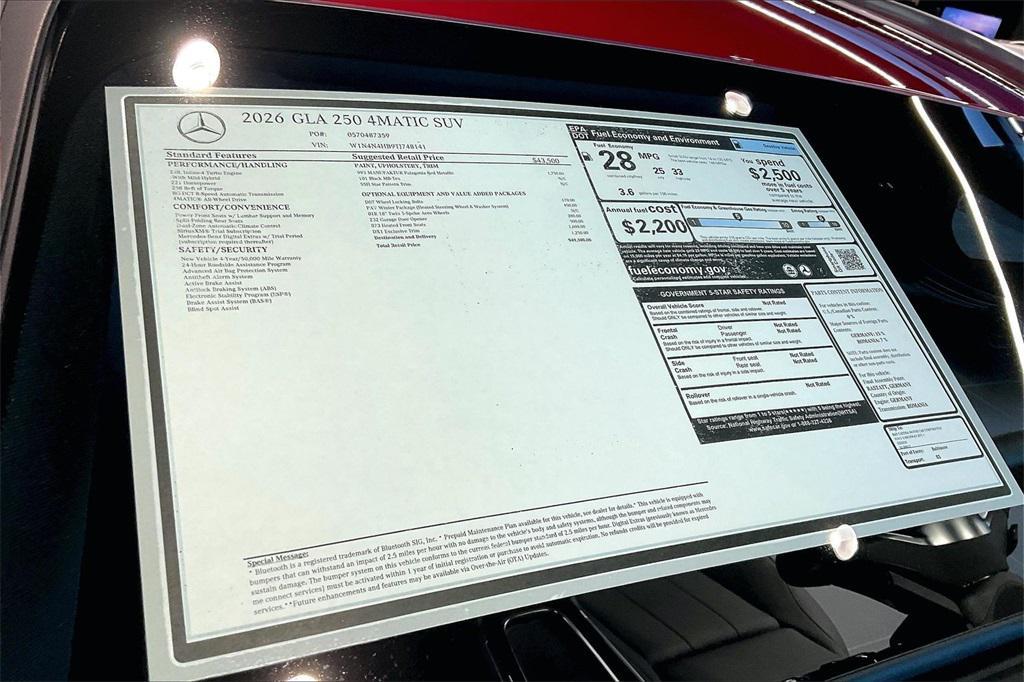 new 2026 Mercedes-Benz GLA 250 car, priced at $49,500