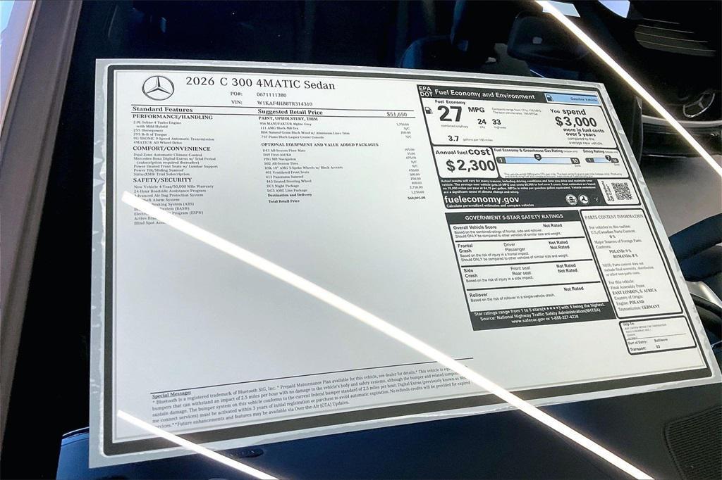 new 2026 Mercedes-Benz C-Class car, priced at $60,095