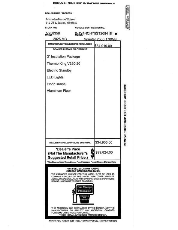 new 2025 Mercedes-Benz Sprinter 2500 car, priced at $99,824