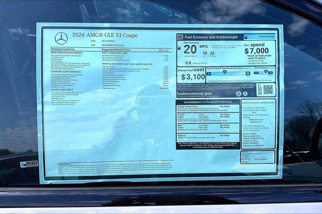 new 2026 Mercedes-Benz AMG GLE 53 car, priced at $103,355