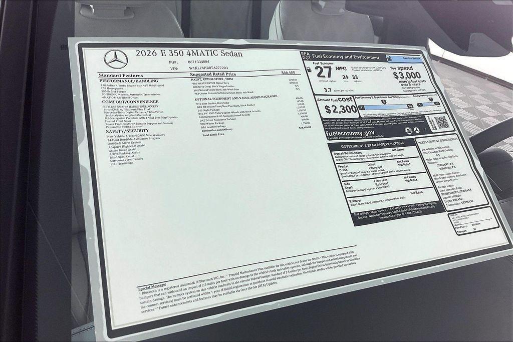 new 2026 Mercedes-Benz E-Class car, priced at $78,605
