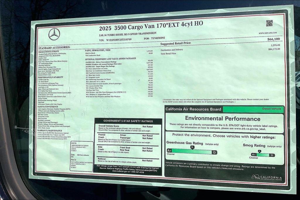 new 2025 Mercedes-Benz Sprinter 3500 car, priced at $84,172