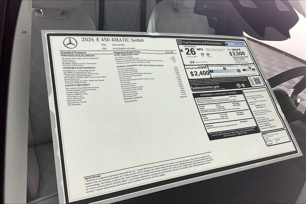 new 2026 Mercedes-Benz E-Class car, priced at $88,915