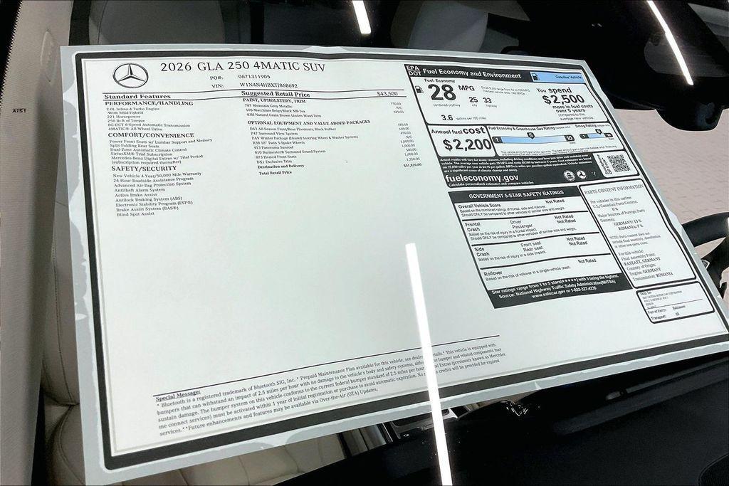 new 2026 Mercedes-Benz GLA 250 car, priced at $51,820