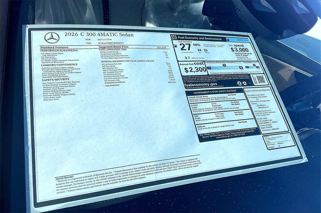 new 2026 Mercedes-Benz C-Class car, priced at $59,470