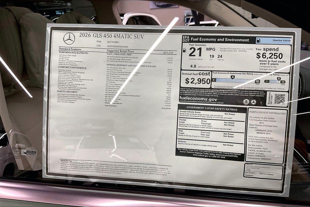 new 2026 Mercedes-Benz GLS 450 car, priced at $110,225
