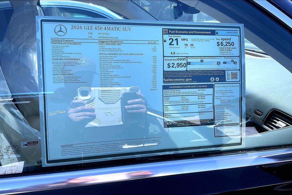 new 2026 Mercedes-Benz GLE 450 car, priced at $86,485