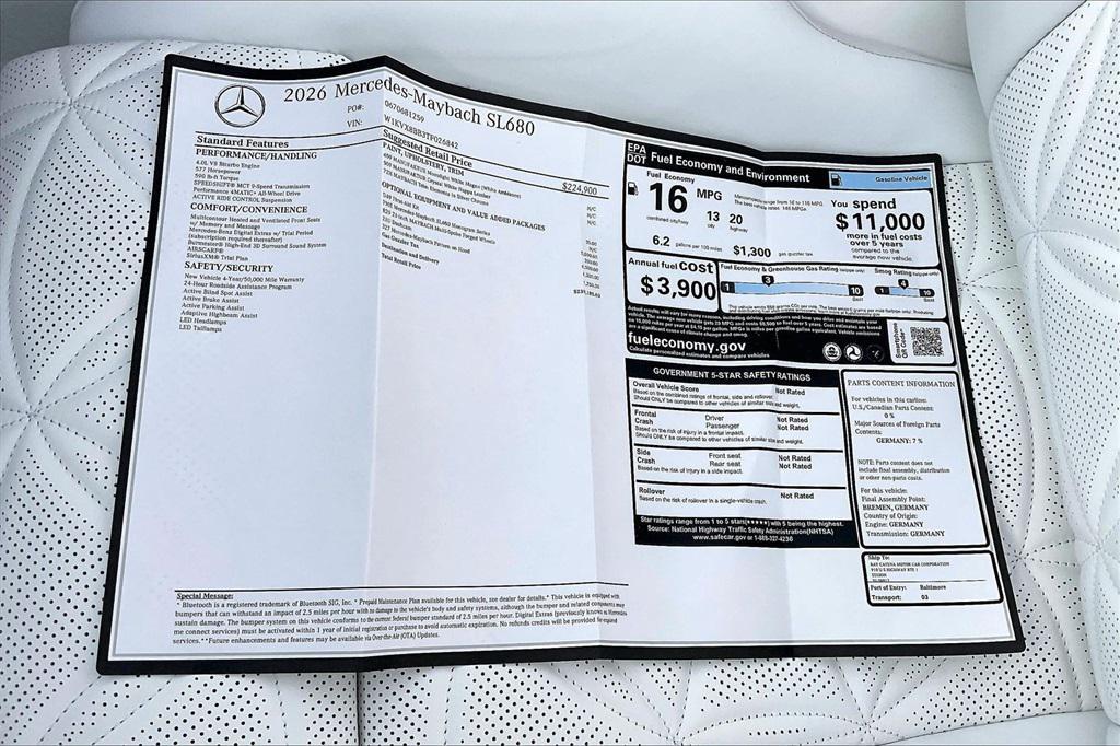 new 2026 Mercedes-Benz Maybach SL 680 Monogram Series car, priced at $239,185