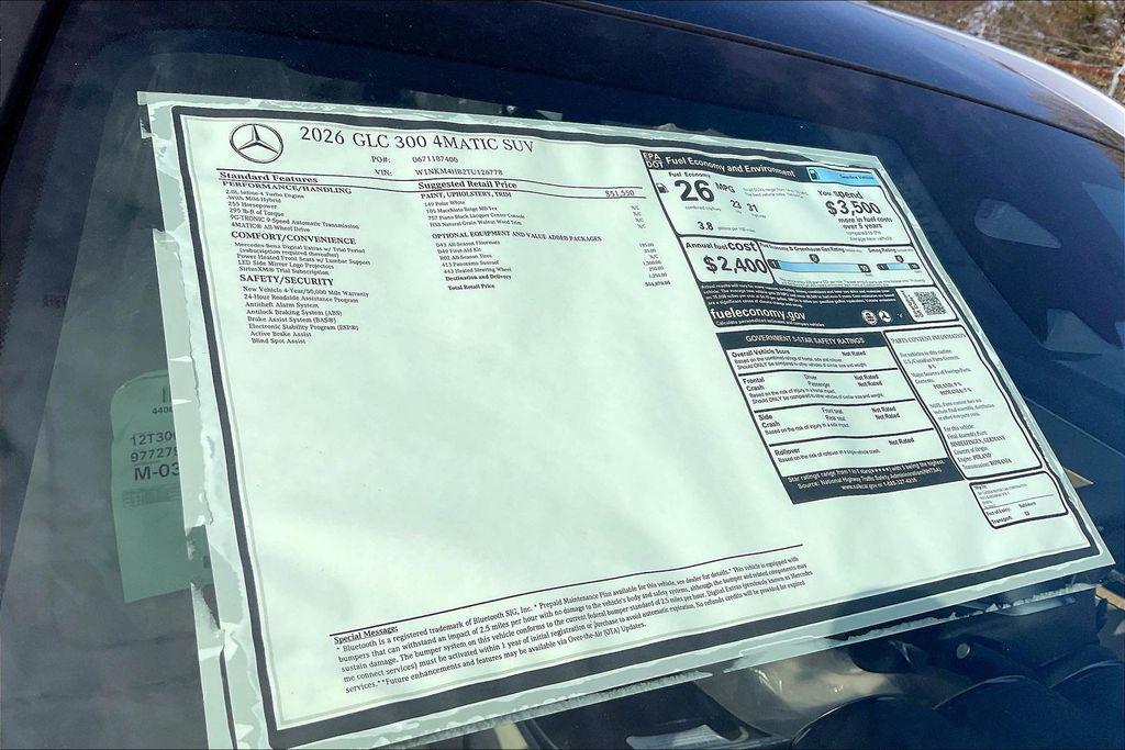 new 2026 Mercedes-Benz GLC 300 car, priced at $54,870