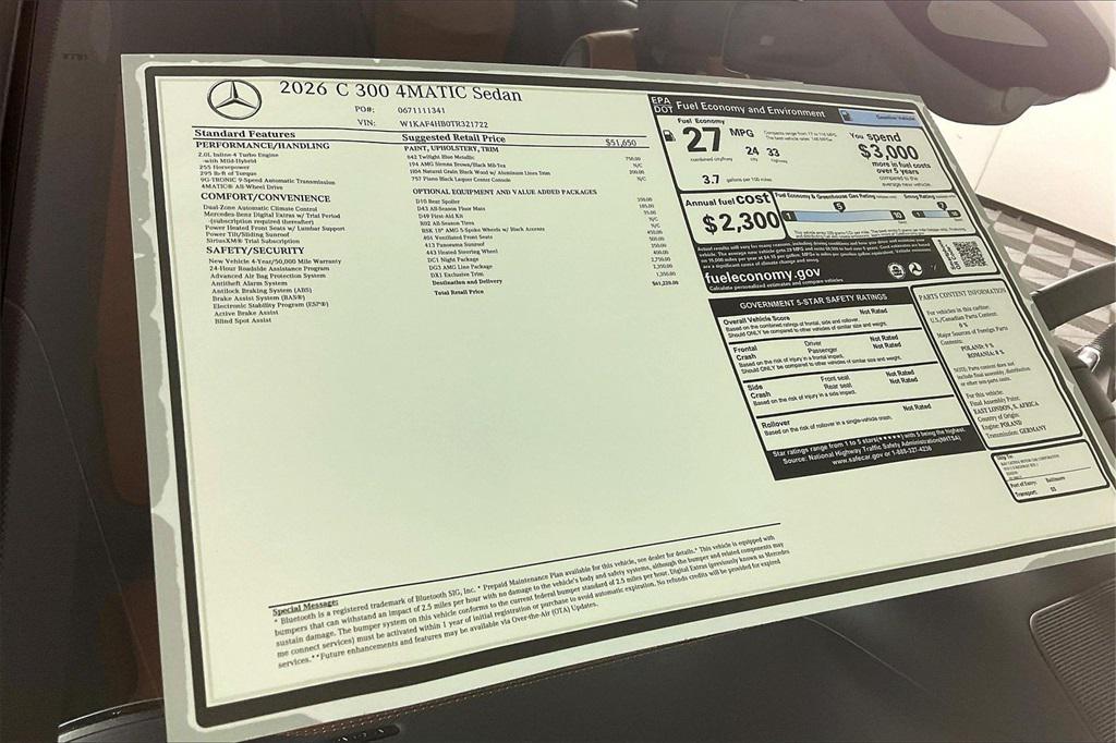 new 2026 Mercedes-Benz C-Class car, priced at $61,220