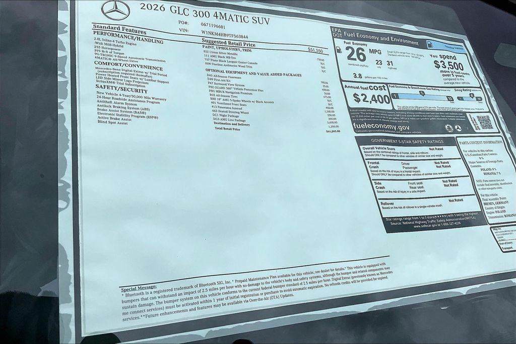 new 2026 Mercedes-Benz GLC 300 car, priced at $61,045