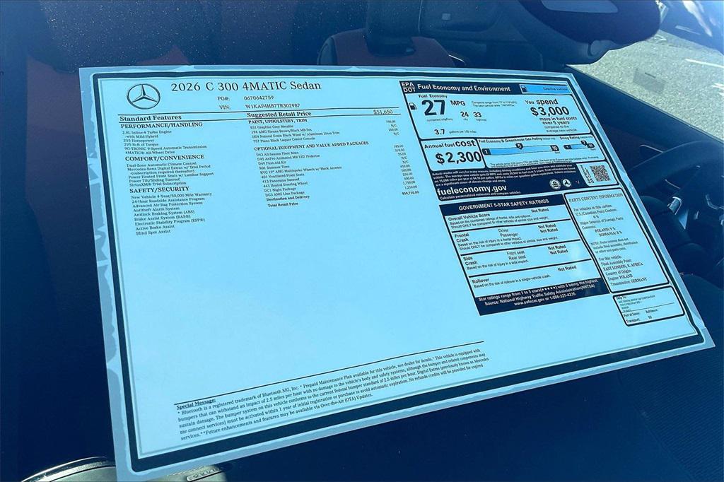 new 2026 Mercedes-Benz C-Class car, priced at $58,730