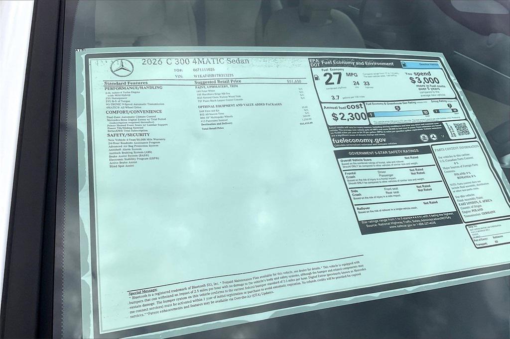 new 2026 Mercedes-Benz C-Class car, priced at $53,435