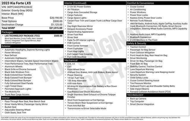 used 2023 Kia Forte car, priced at $19,556