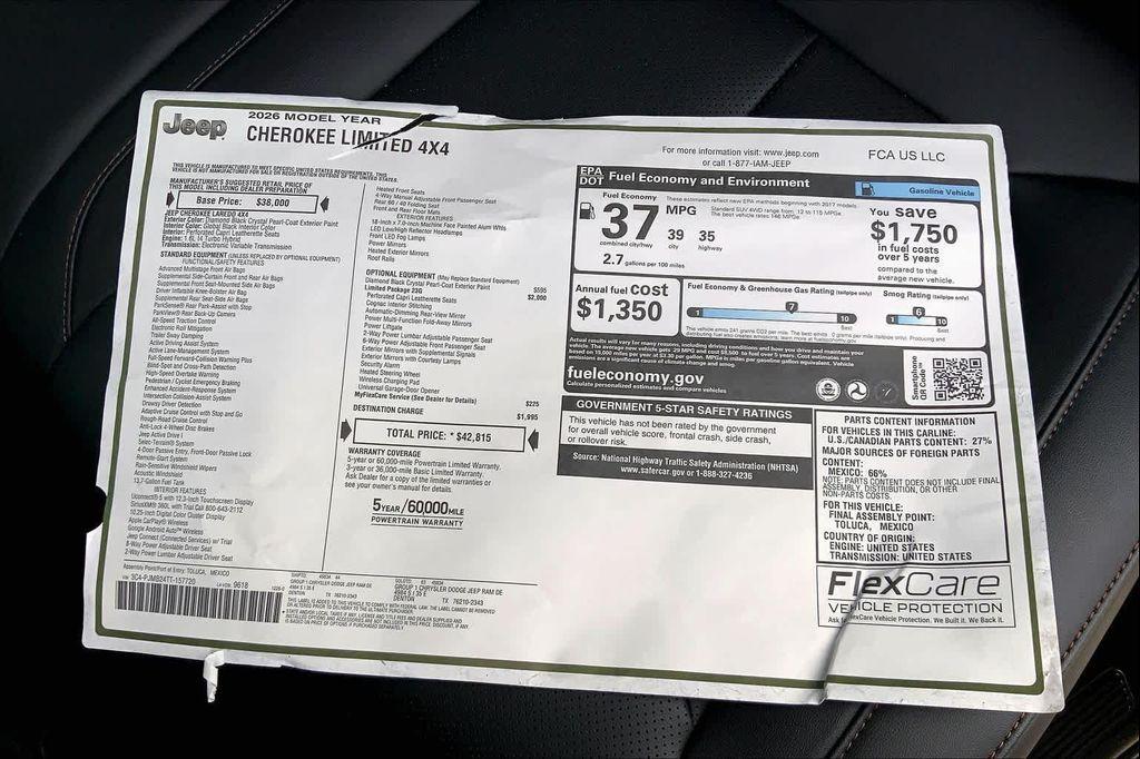 new 2026 Jeep Cherokee car, priced at $39,471