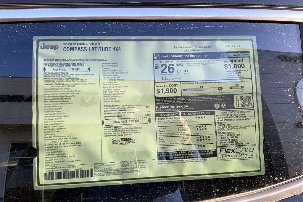 new 2026 Jeep Compass car, priced at $28,185