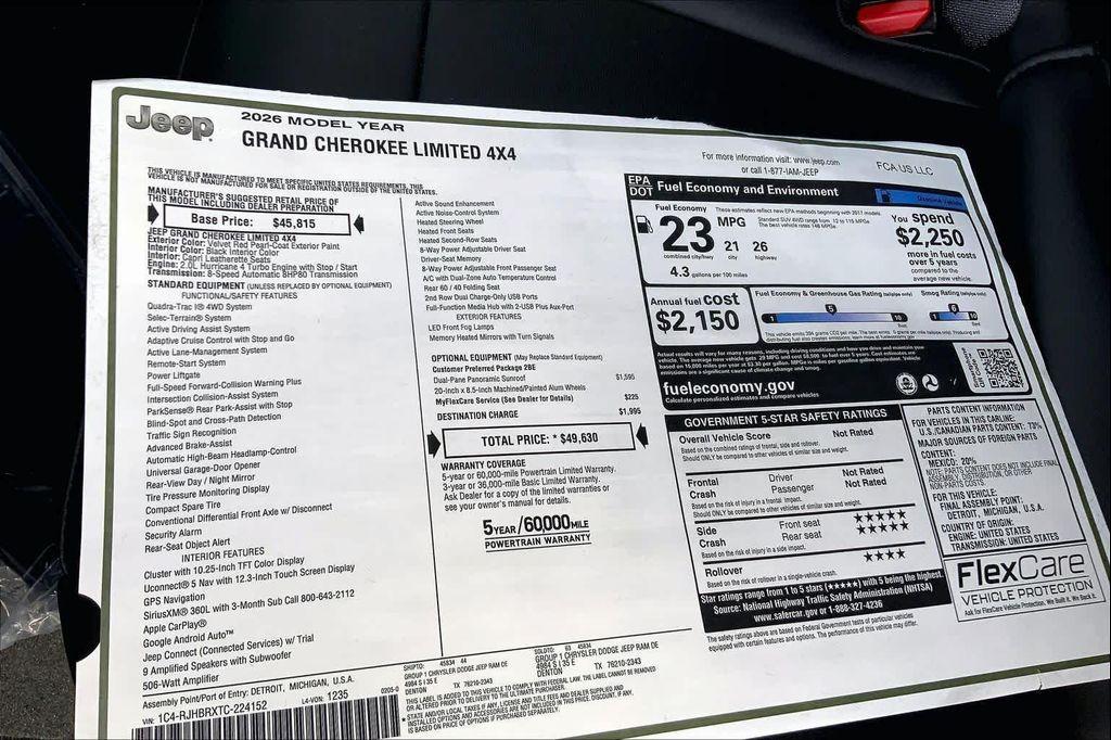 new 2026 Jeep Grand Cherokee car, priced at $44,853