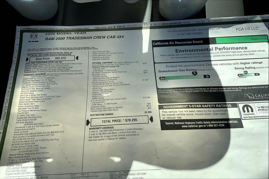 new 2026 Ram 2500 car, priced at $60,652