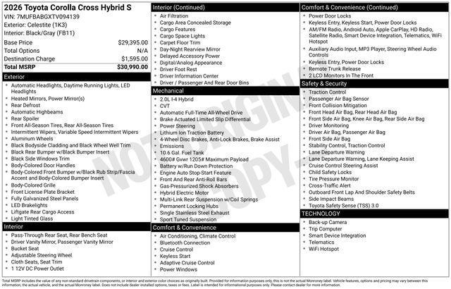 used 2026 Toyota Corolla Hybrid car, priced at $30,999