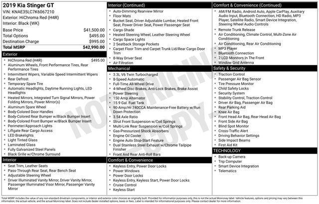 used 2019 Kia Stinger car, priced at $21,900