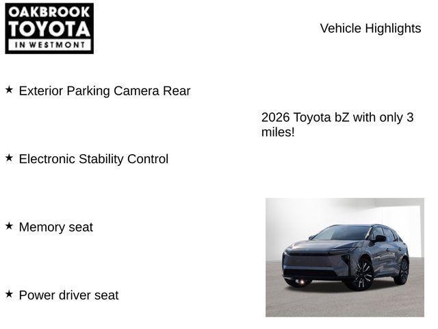 new 2026 Toyota bZ car, priced at $42,598