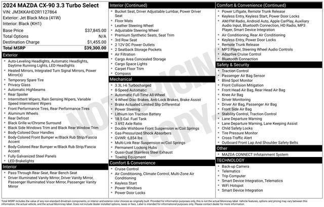 used 2024 Mazda CX-90 car, priced at $24,700