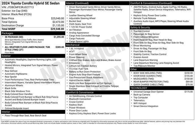 used 2024 Toyota Corolla Hybrid car, priced at $24,755