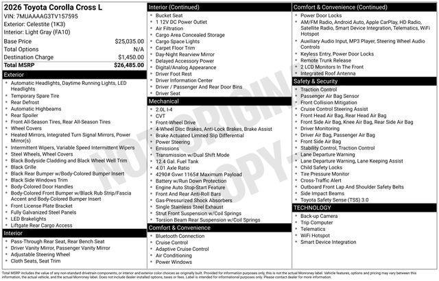 used 2026 Toyota Corolla Cross car, priced at $26,500