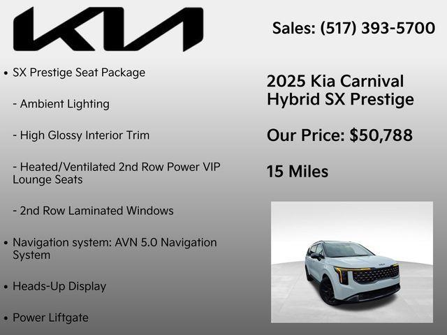 new 2025 Kia Carnival Hybrid car, priced at $50,788
