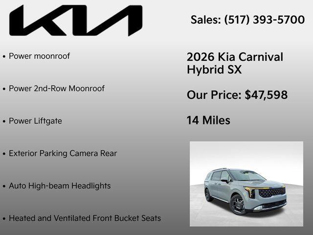 new 2026 Kia Carnival Hybrid car, priced at $47,598