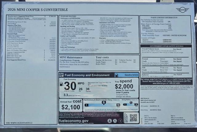 new 2026 MINI Convertible car, priced at $43,240