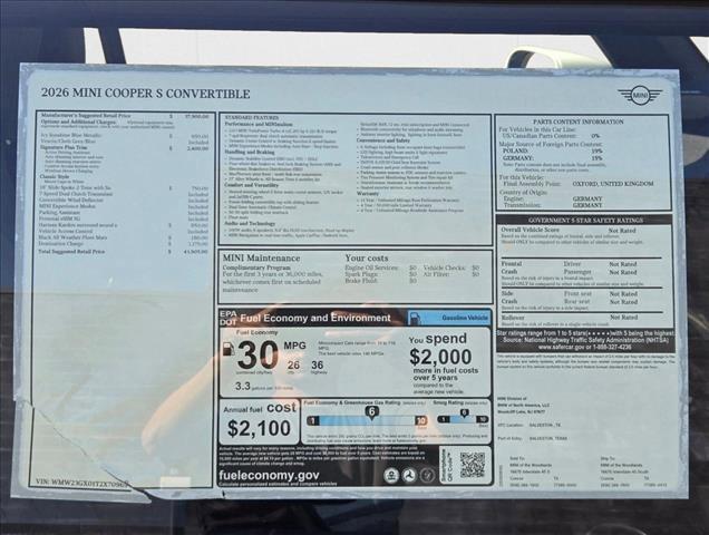 new 2026 MINI Convertible car, priced at $43,905