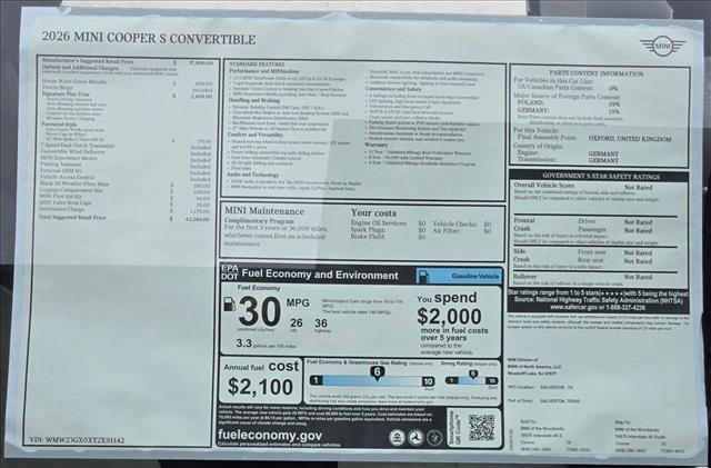 new 2026 MINI Convertible car, priced at $43,240