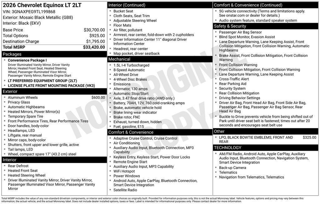 used 2026 Chevrolet Equinox car, priced at $31,330