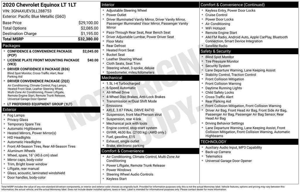 used 2020 Chevrolet Equinox car, priced at $16,836