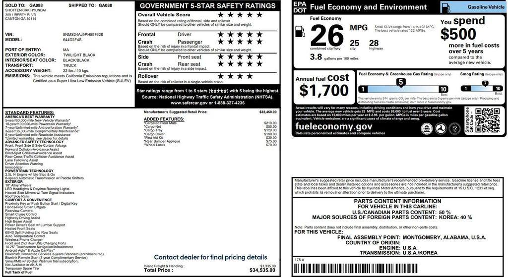 used 2023 Hyundai Santa Fe car, priced at $18,494