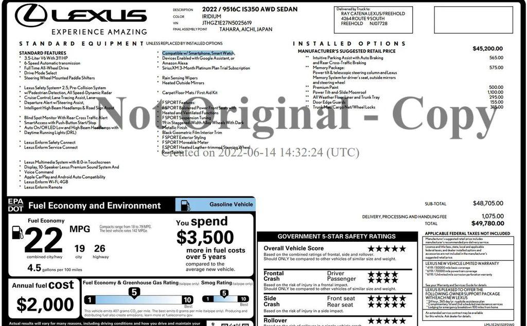 used 2022 Lexus IS 350 car, priced at $31,494