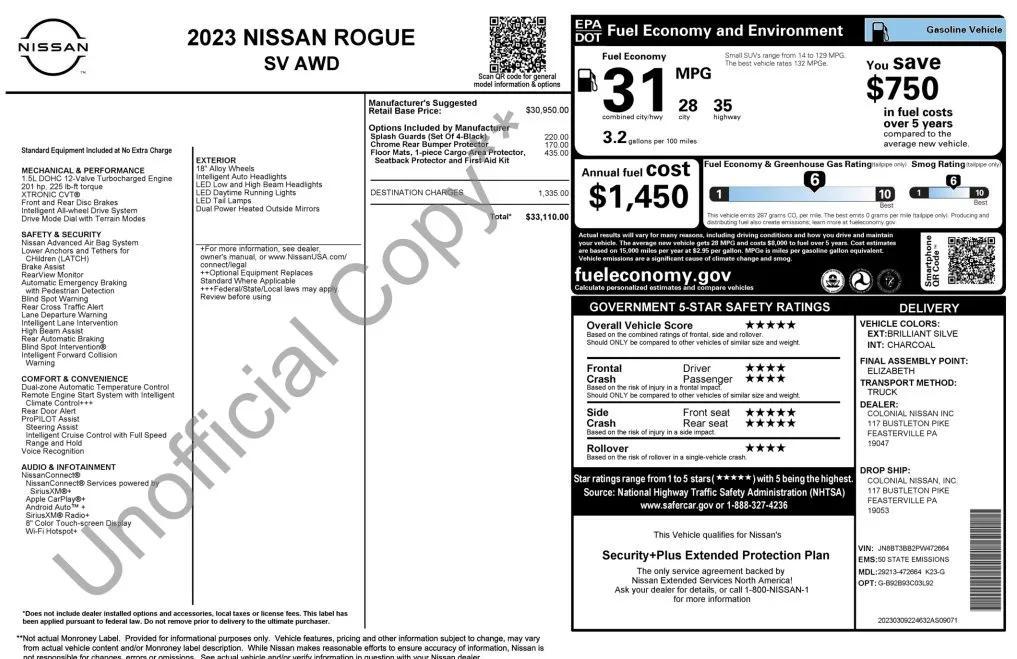 used 2023 Nissan Rogue car, priced at $21,484