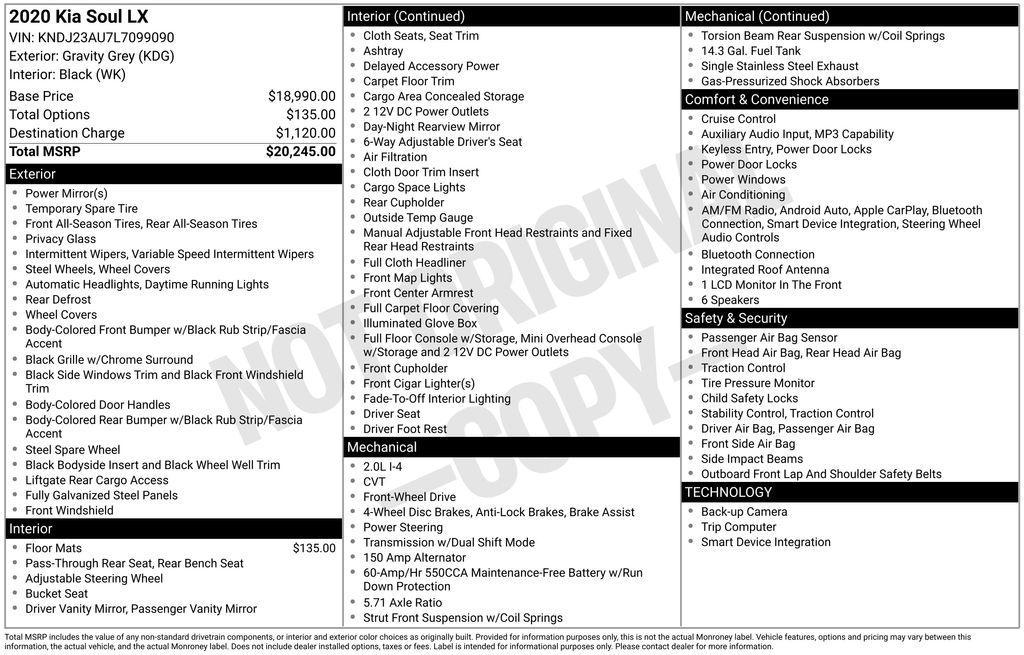 used 2020 Kia Soul car, priced at $13,290