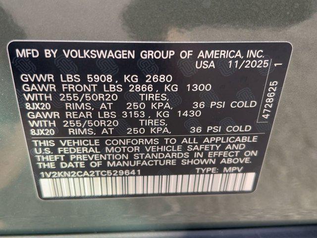 new 2026 Volkswagen Atlas car, priced at $47,991