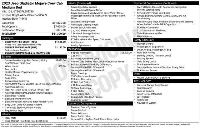 used 2023 Jeep Gladiator car, priced at $37,789