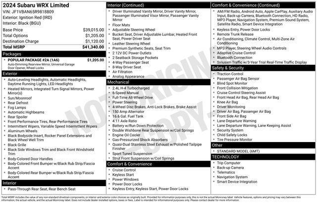 used 2024 Subaru WRX car, priced at $32,987