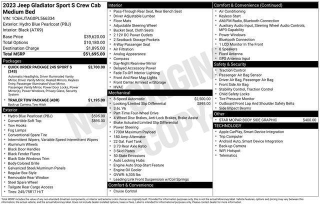 used 2023 Jeep Gladiator car, priced at $27,793