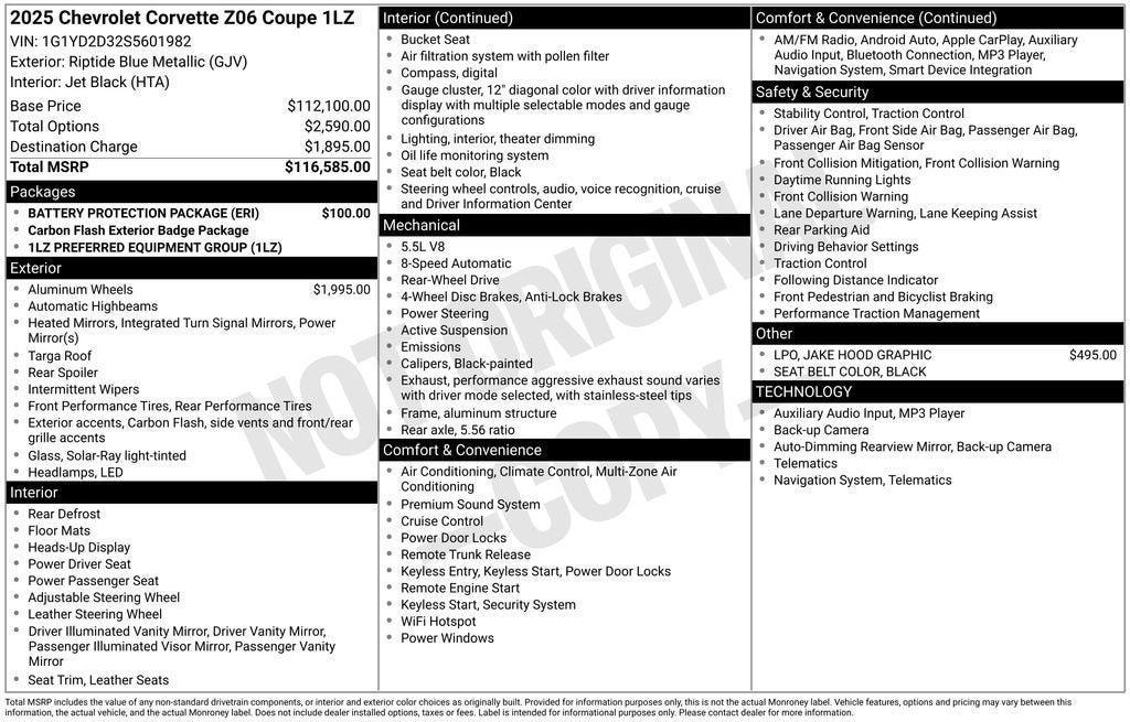 used 2025 Chevrolet Corvette car, priced at $105,900