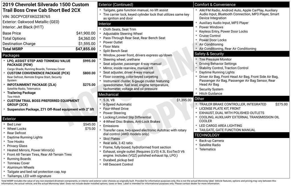 used 2019 Chevrolet Silverado 1500 car, priced at $34,152