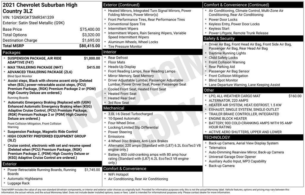 used 2021 Chevrolet Suburban car, priced at $48,893